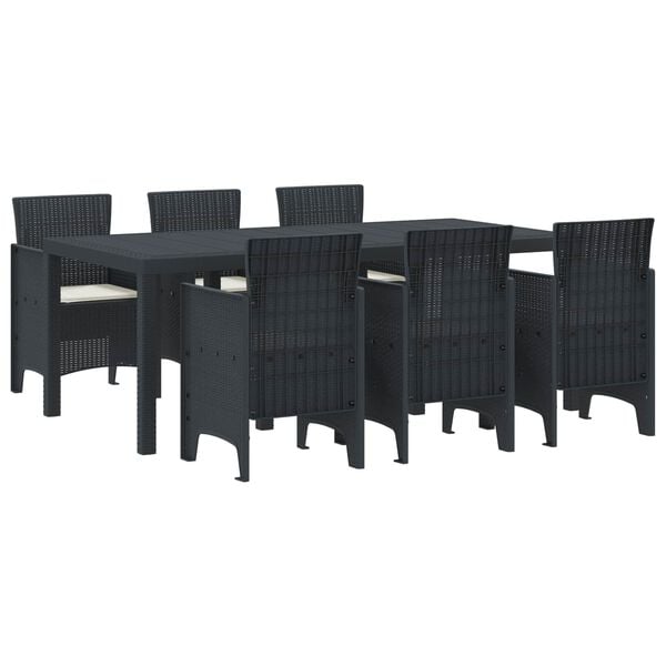 vidaXL Garden Dining Set 7 pcs Anthracite Polt rattan