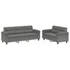 vidaXL 2 Piece Sofa Set with Cushions Dark Grey Microfibre Fabric