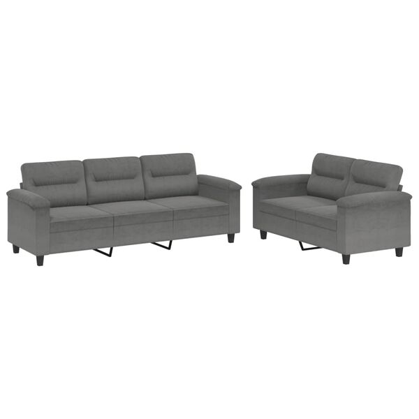 vidaXL 2 Piece Sofa Set with Cushions Dark Grey Microfibre Fabric