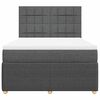 vidaXL Box Spring Bed with Mattress Dark Grey Double Fabric