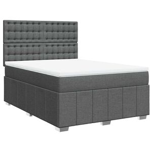 vidaXL Box Spring Bed with Mattress Dark Grey Double Fabric