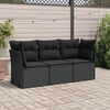 vidaXL 3 Piece Garden Sofa Set with Cushions Black Poly Rattan