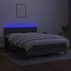 vidaXL Box Spring Bed with Mattress&LED Dark Grey 137x187 cm Double Size Fabric