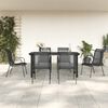 vidaXL 7 Piece Garden Dining Set Black Steel and Textilene
