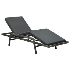 vidaXL Sun Lounger with Cushion Poly Rattan Grey