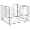 vidaXL Dog Kennel | Silver | Steel | Medium | Durable | Dog Kennel | Square