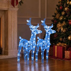 vidaXL Christmas Reindeers 2 pcs Blue 80 LEDs Acrylic