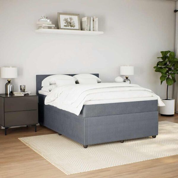 vidaXL Box Spring Bed with Mattress Dark Grey Double Velvet