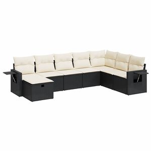 vidaXL 8 Piece Garden Sofa Set with Cushions Black Poly Rattan