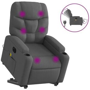 vidaXL Electric Stand up Massage Recliner Chair Dark Grey Fabric