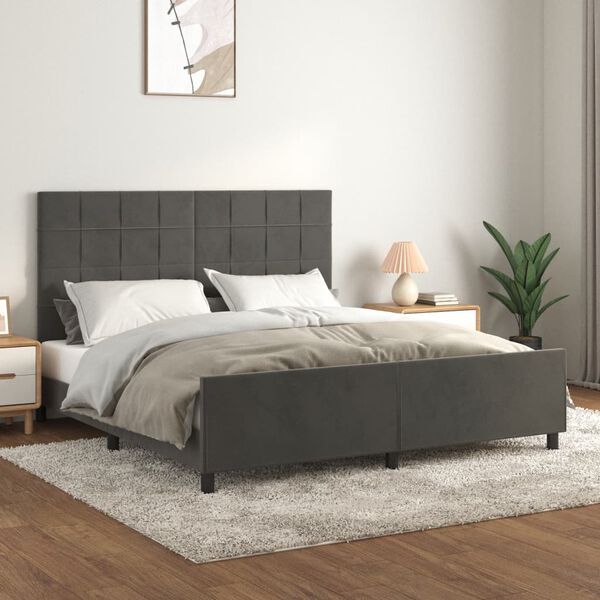 vidaXL Bed Frame without Mattress Dark Grey 152x203 cm Queen Velvet