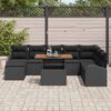 vidaXL Garden Sofa Set with Storage 9 pcs Black Poly rattan