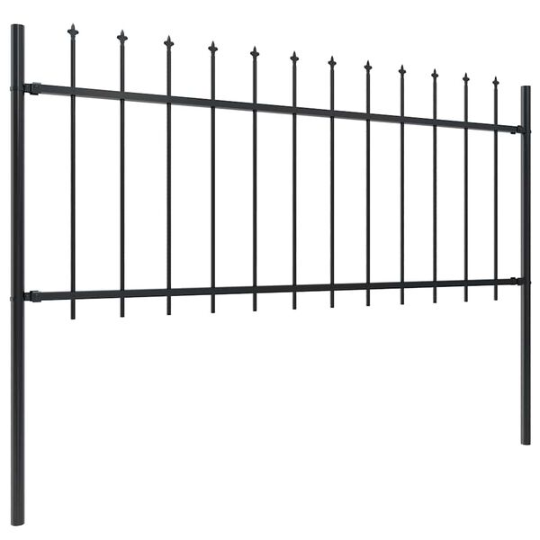 vidaXL Garden Fence with Spear Top Steel 714.5x80 cm Black