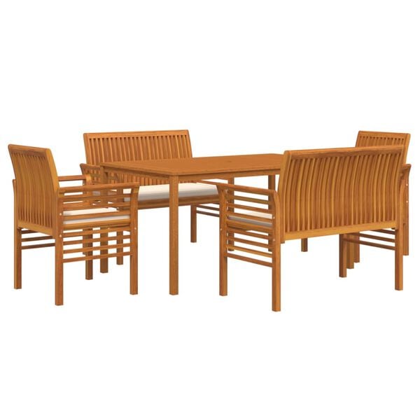 vidaXL 5 Piece Outdoor Dining Set with Cushions Solid Wood Acacia