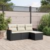 vidaXL 4 Piece Garden Sofa Set with Cushions Black Poly Rattan