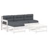 vidaXL 5 Piece Garden Lounge Set with Cushions White Solid Wood