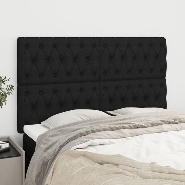 vidaXL Headboard Black 144x7x118/128 cm Fabric