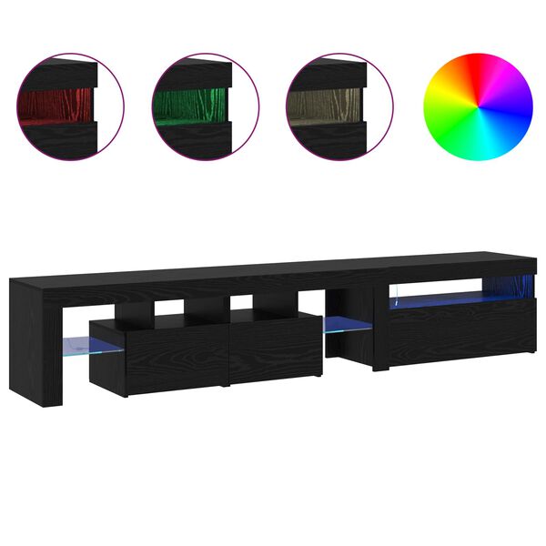 vidaXL TV Cabinet 2 pcs Black Oak 215 x 36.5 x 40 cm Engineered Wood