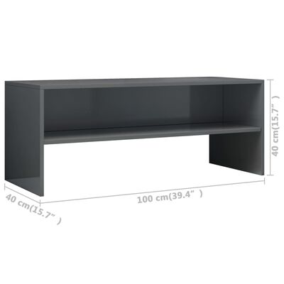 vidaXL TV Cabinet High Gloss Grey 100x40x40 cm Engineered Wood