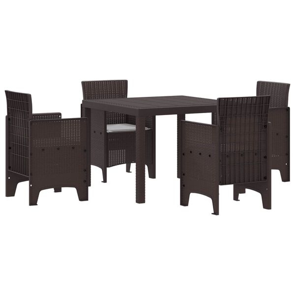 vidaXL Garden Dining Set 5 pcs Brown Polypropylene