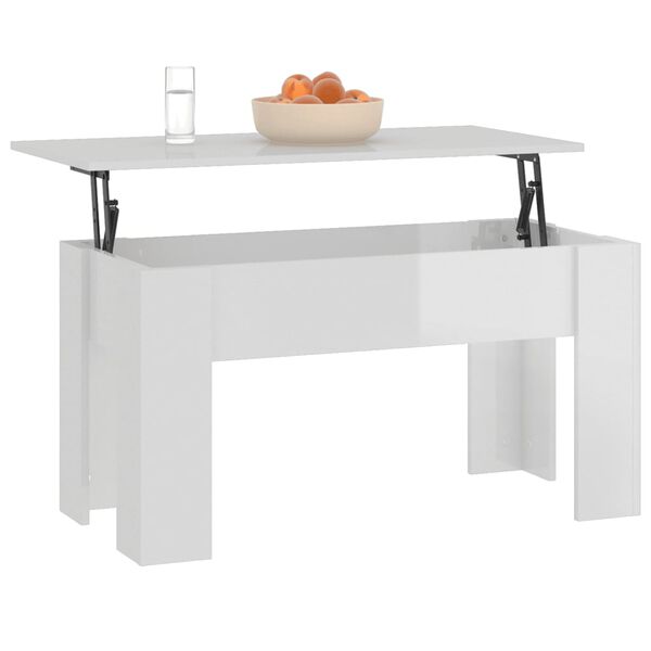 vidaXL Coffee Table High Gloss White 101x49x52 cm Engineered Wood