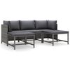 vidaXL 5 Piece Garden Lounge Set with Cushions Poly Rattan Grey