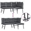 vidaXL 3 Piece Garden Bench Set with Cushions Black Powder-coated Steel
