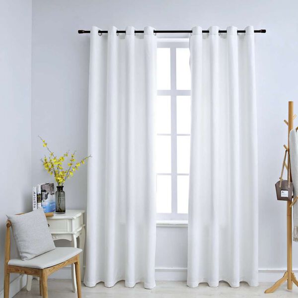 vidaXL Blackout Curtains with Metal Rings 2 pcs Off White 140x245 cm