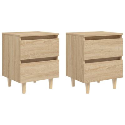 vidaXL Bed Cabinets & Solid Pinewood Legs 2 pcs Sonoma Oak 40x35x50 cm