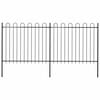 vidaXL Garden Fence with Hoop Top Steel 337x150 cm Black