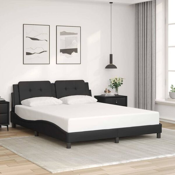 vidaXL Bed Frame without Mattress "Zadar" Black 152x203 cm Queen Fabric