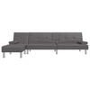vidaXL L-shaped Sofa Bed Grey 255x140x70 cm Faux Leather