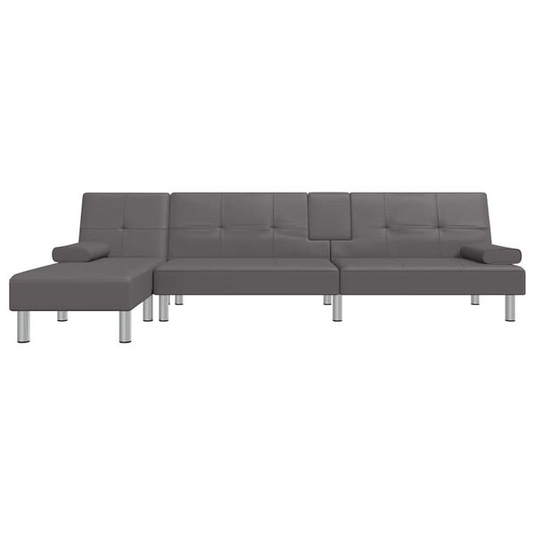 vidaXL L-shaped Sofa Bed Grey 255x140x70 cm Faux Leather