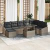 vidaXL Garden Sofa Set 9 pcs Grey Poly rattan and powder-coated steel