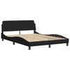 vidaXL Bed Frame with LED without Mattress "Hvar" Black 137x190 cm Double Fabric