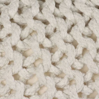 vidaXL Hand-Knitted Pouffe Cotton 50x35 cm White
