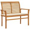 vidaXL Garden Bench with Cream Cushion 112 cm Solid Teak Wood