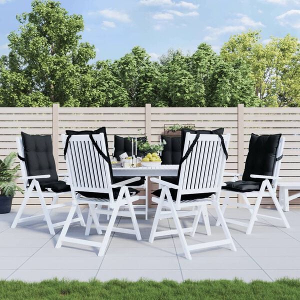 vidaXL Highback Chair Cushions 6 pcs Black Oxford Fabric