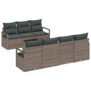 vidaXL Garden Sofa Set 8 pcs Grey Poly Rattan and Steel and Glass