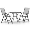 vidaXL 3 Piece Garden Dining Set Expanded Metal Mesh Anthracite