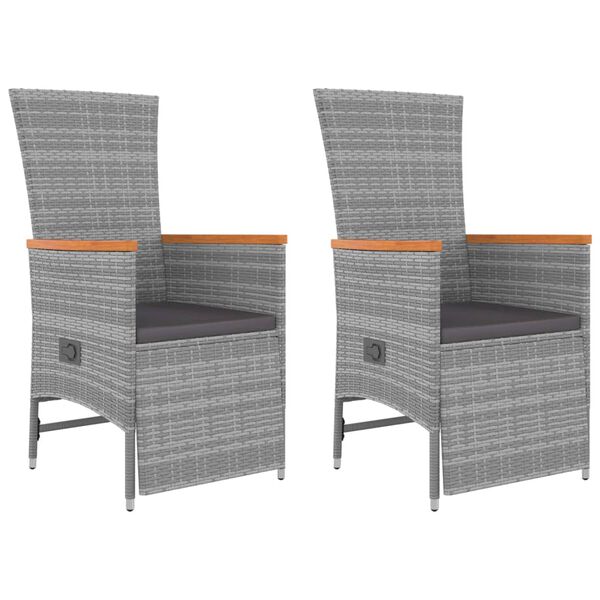 vidaXL 3 Piece Garden Lounge Set Grey Poly Rattan&Solid Wood Acacia