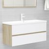 vidaXL Bathroom Furniture Set White and Sonoma Oak Engineered Wood