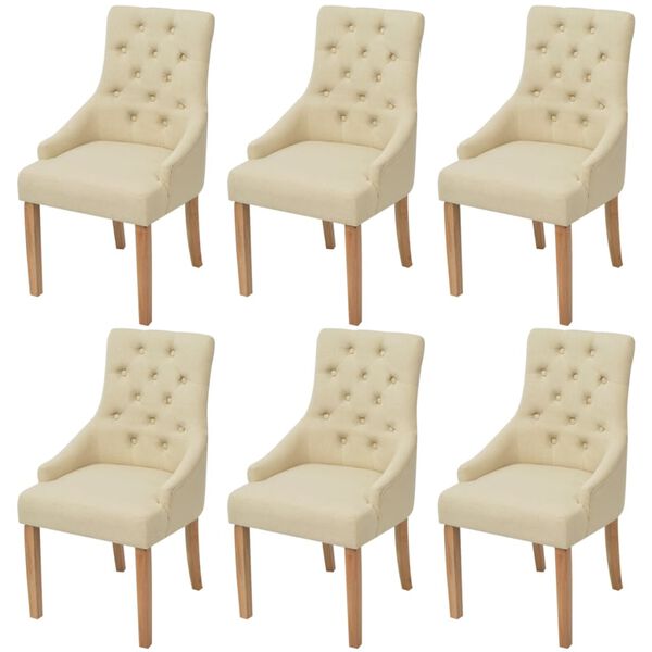 vidaXL Dining Chairs 6 pcs Cream Fabric