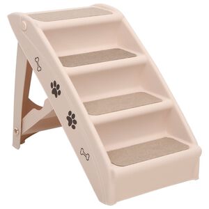 vidaXL Dog Stair | Cream | Polypropylene | 62x40x49.5 cm | Foldable | Dog Stairs