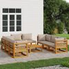 vidaXL 9 Piece Garden Lounge Set with Taupe Cushions Solid Wood