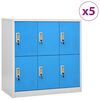 vidaXL Locker Cabinets 5 pcs Light Grey and Blue 90x45x92.5 cm Steel
