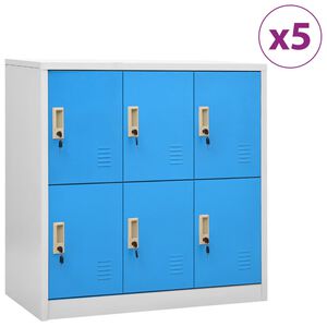 vidaXL Locker Cabinets 5 pcs Light Grey and Blue 90x45x92.5 cm Steel