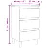 vidaXL Bed Cabinet with Solid Wood Legs Concrete Grey 40x35x69 cm