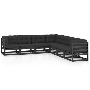vidaXL 7 Piece Garden Lounge Set with Cushions Solid Wood Pine