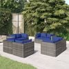 vidaXL 8 Piece Garden Lounge Set with Cushions Poly Rattan Grey